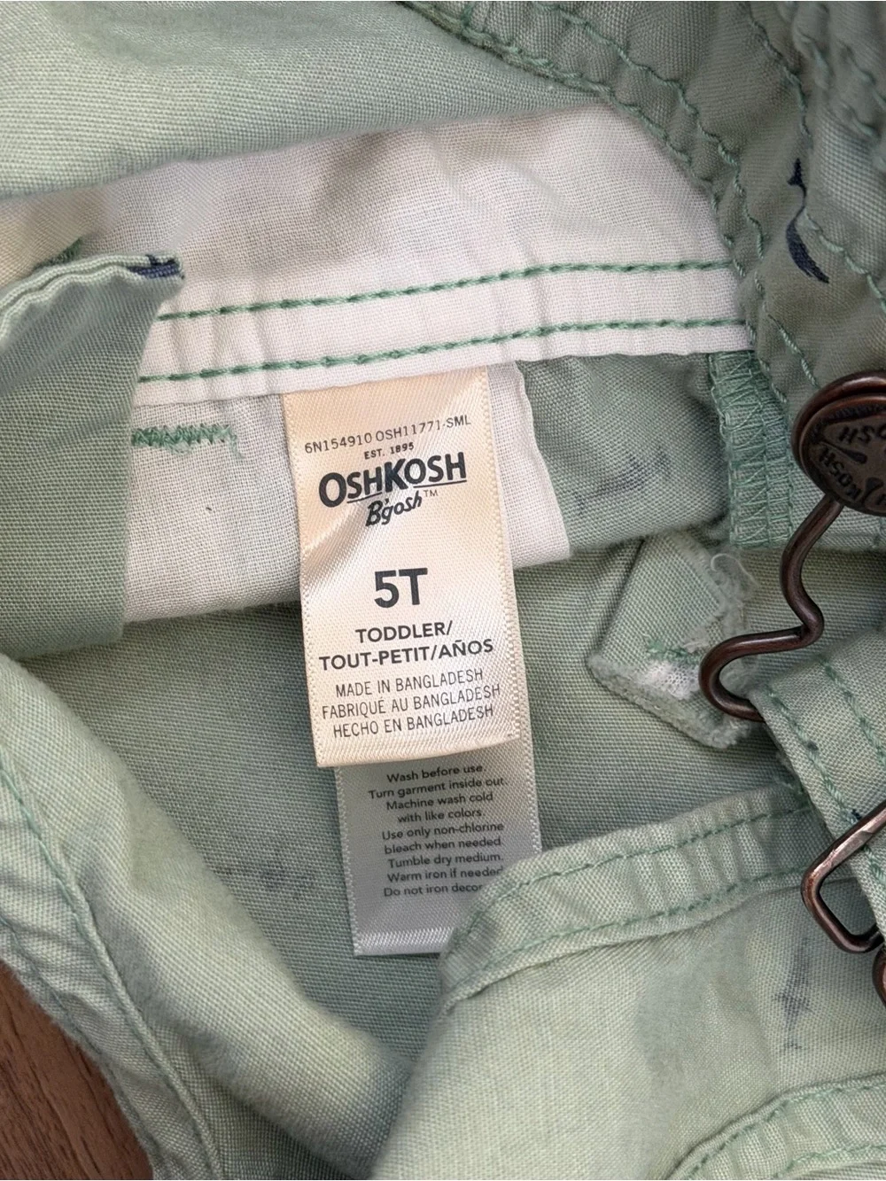 OshKosh B'gosh Toddler Mint Green Shark Shortalls Size 5T